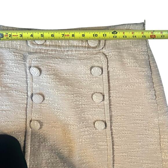 Milly of New York Textured Beige Skirt Size 8 Button Detail Lined Retail $285 - Picture 3 of 8
